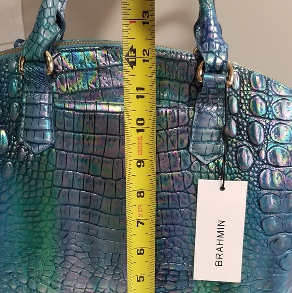 SOLD! NWT Brahmin Large Duxbury Croc Embossed Leather Satchel Blue Topaz 💙💕 - Picture 10 of 16